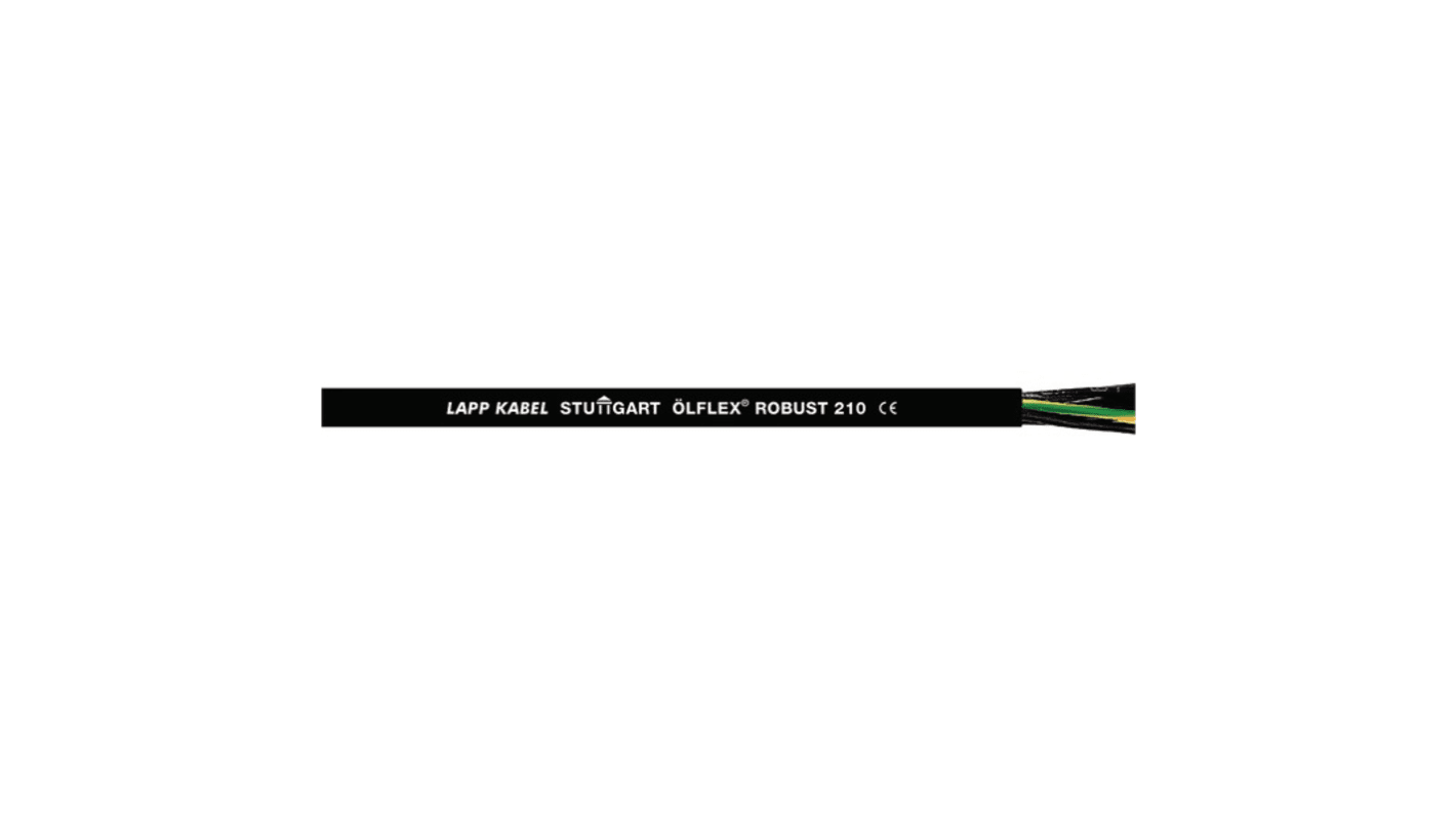 Lapp ÖLFLEX ROBUST 210 Multicore Cable, 2 Cores, 1.5 mm², YY, Unscreened, 50m, Black Thermoplastic Elastomers TPE