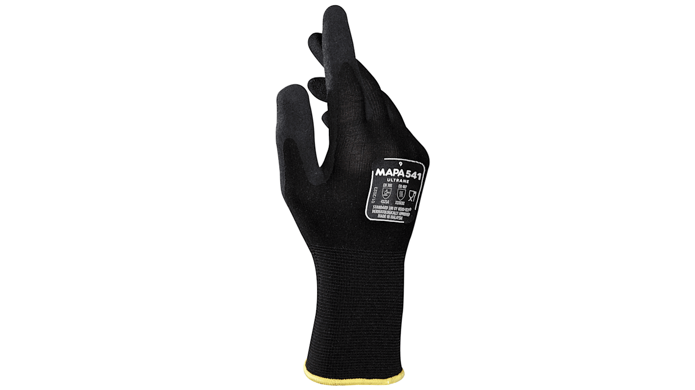 Guantes de trabajo de Nitrilo Negro Mapa serie ULTRANE 541, talla 10, Sector alimentario