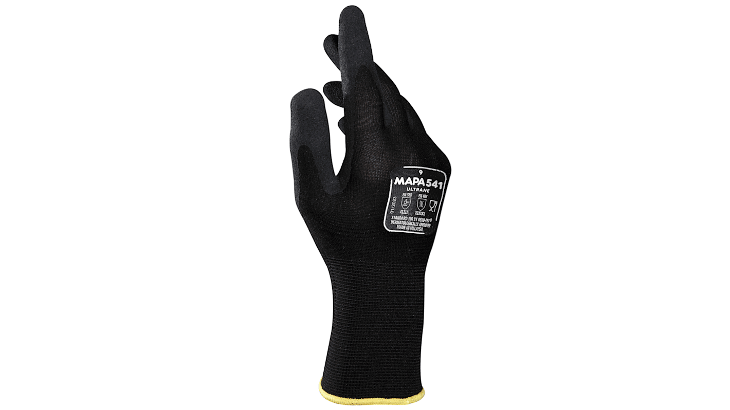 Guantes de trabajo de Nitrilo Negro Mapa serie ULTRANE 541, talla 9, Sector alimentario