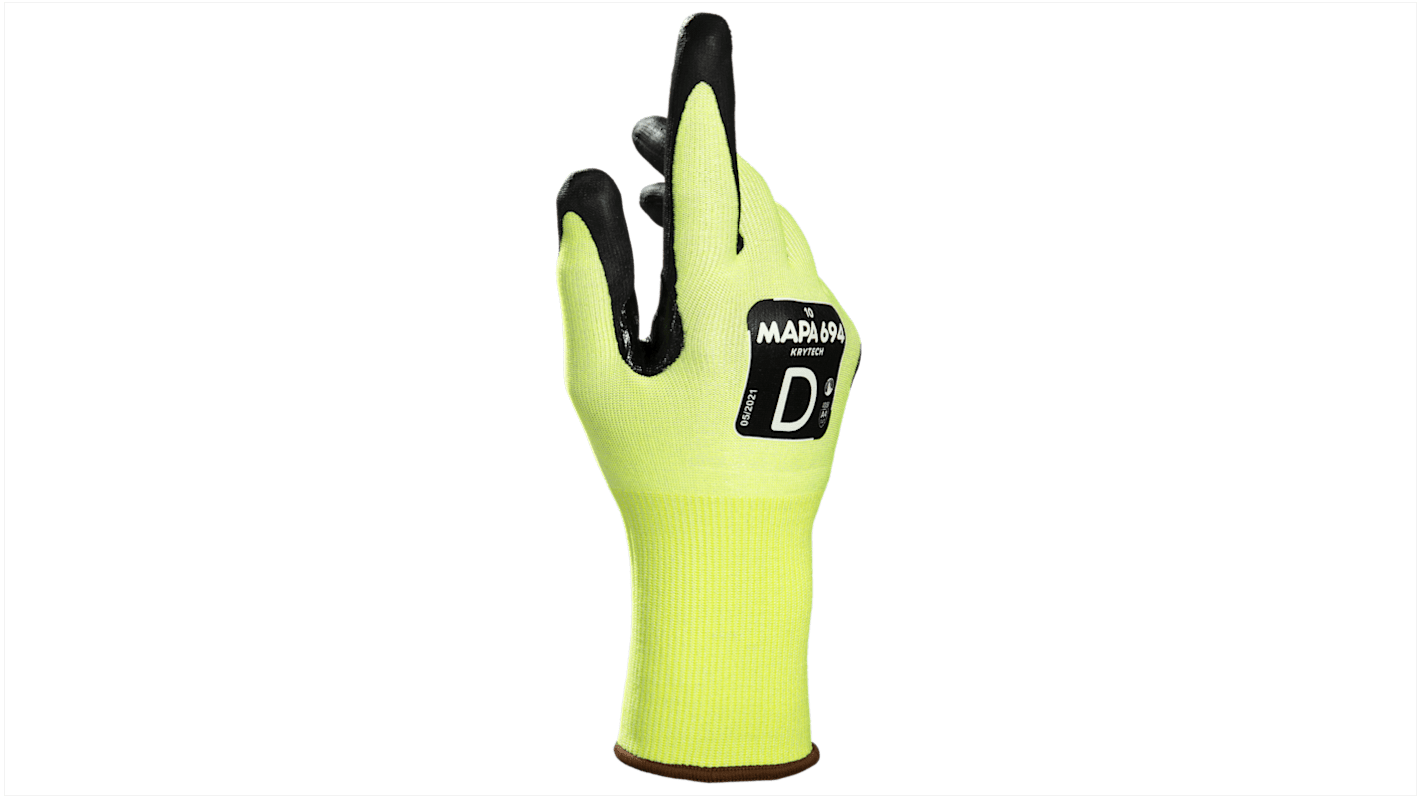 Mapa KRYTECH 694 Yellow Nitrile Assembly, Automotive Industry, Construction, Emergency Services Work Gloves, Size 10