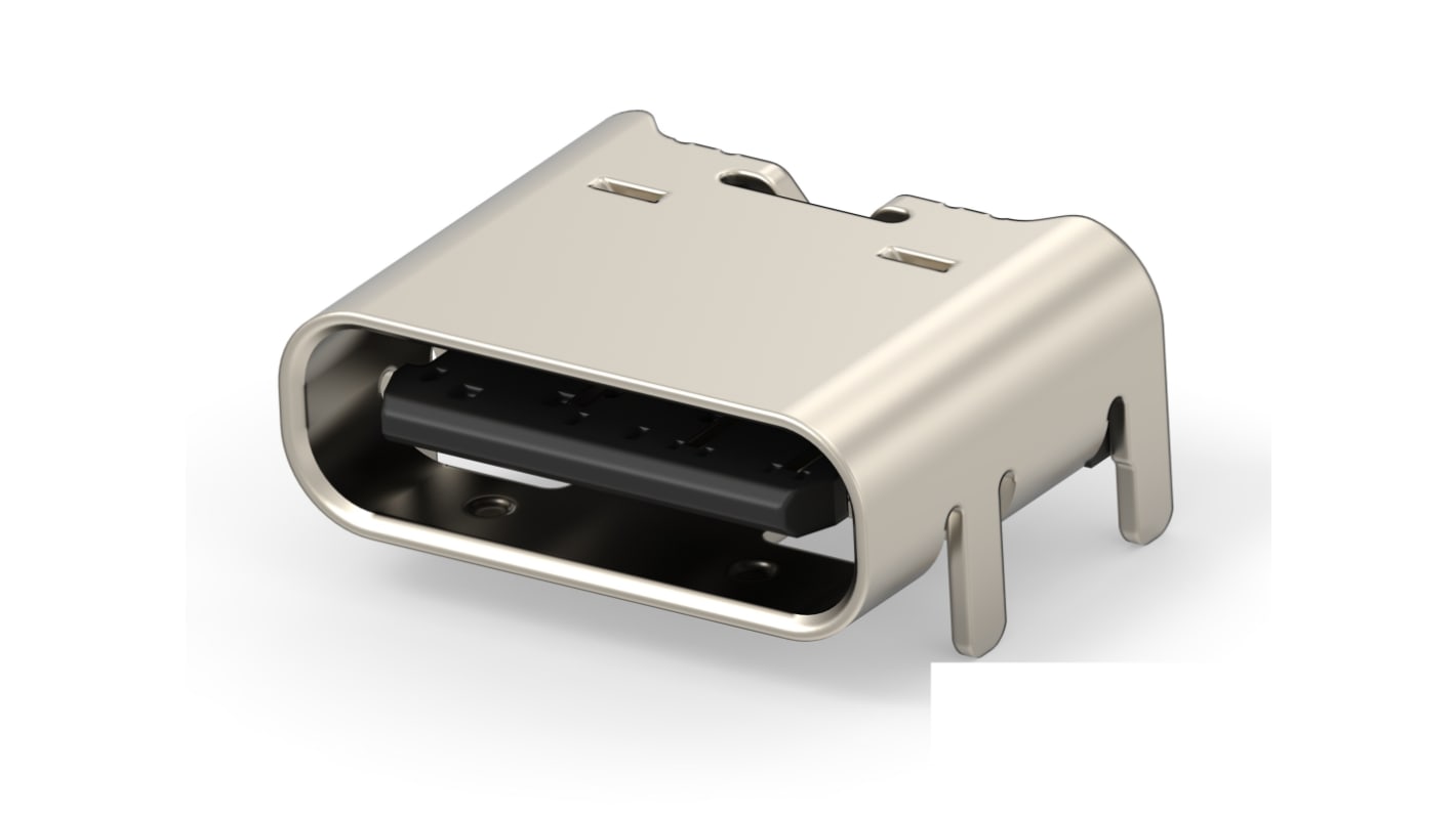 TE Connectivity Straight, Top Mount, Receptacle Type C 2.0 USB C Connector