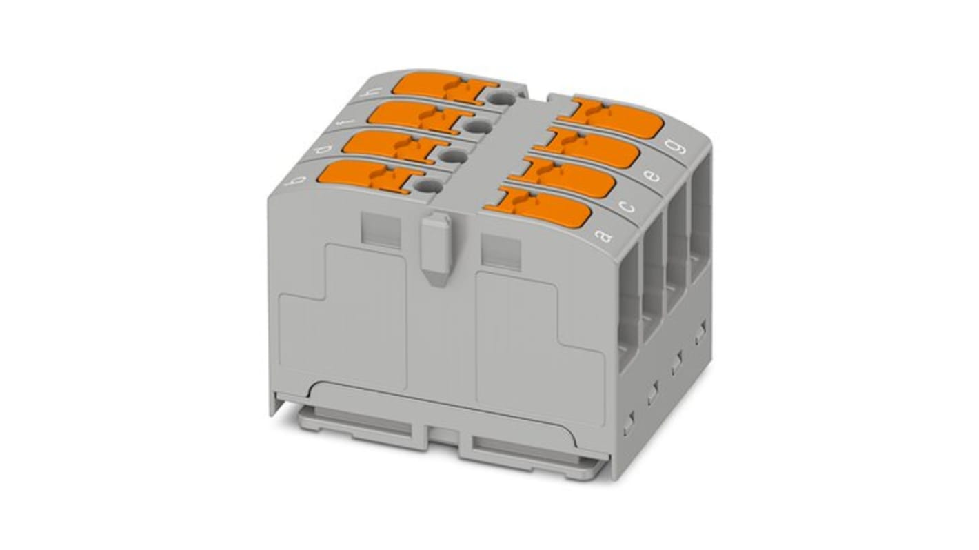 Phoenix Contact Non-Fused Terminal Block, 4 Way, 0.14 → 2.5mm², 24A, 690 V, Grey