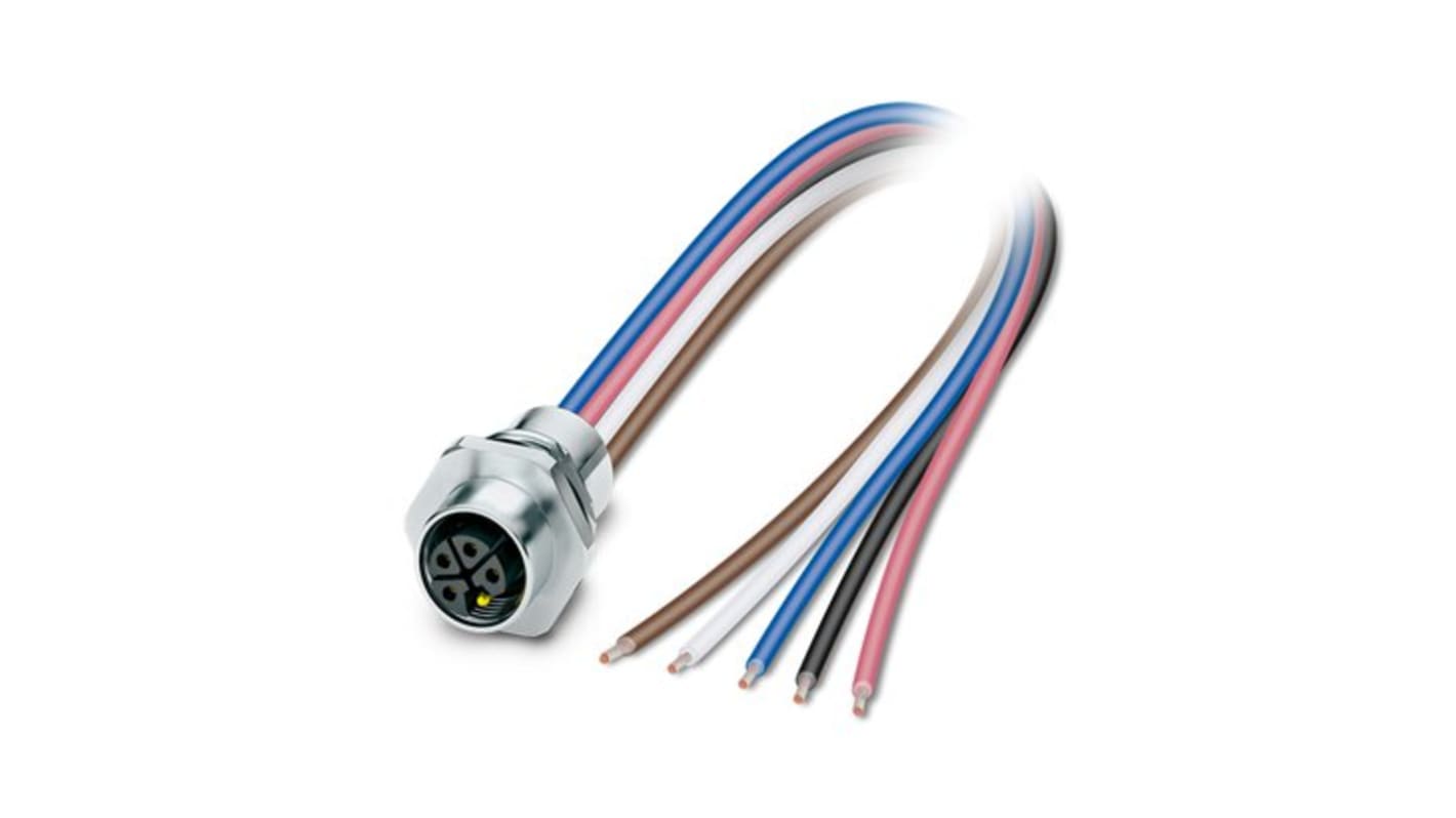 Conector circular Phoenix Contact hembra serie SACC de 5 vías hembra, Montaje frontal, IP56, IP57