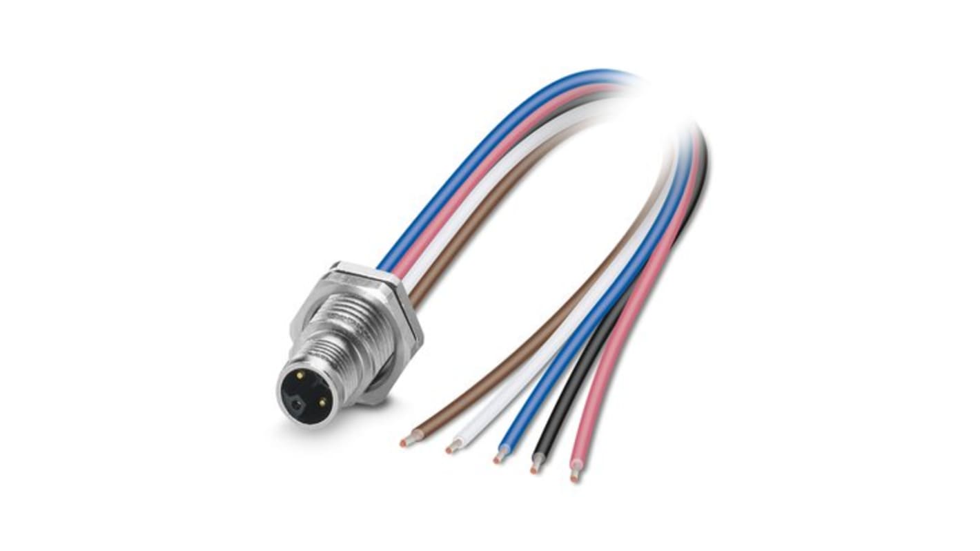 Phoenix Contact Circular Connector, 5 Contacts, Rear Mount, M12 Connector, Plug, Male, IP65, IP67, SACC Series
