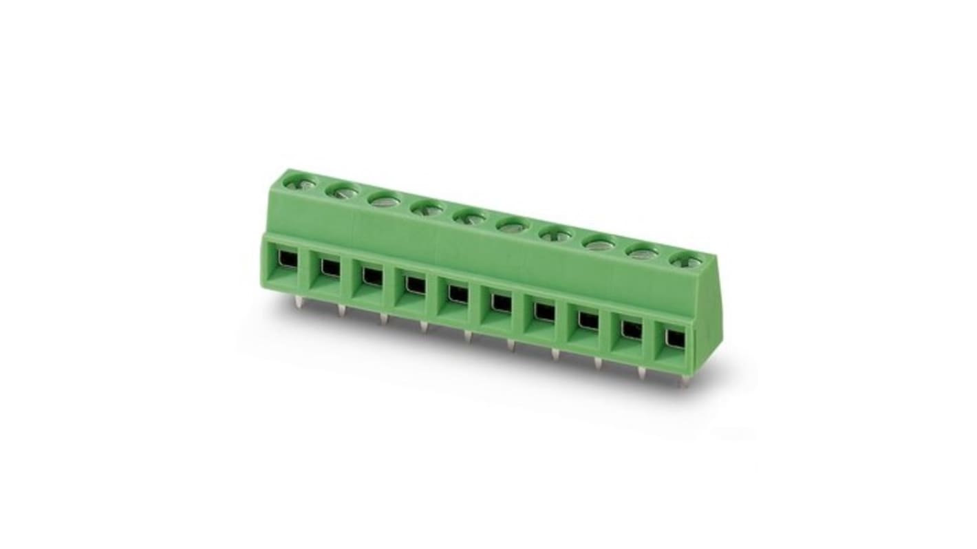 Phoenix Contact MKDSN Series PCB Terminal Block, 4-Contact, 5mm Pitch, Wave Soldering, 1-Row, Screw Termination