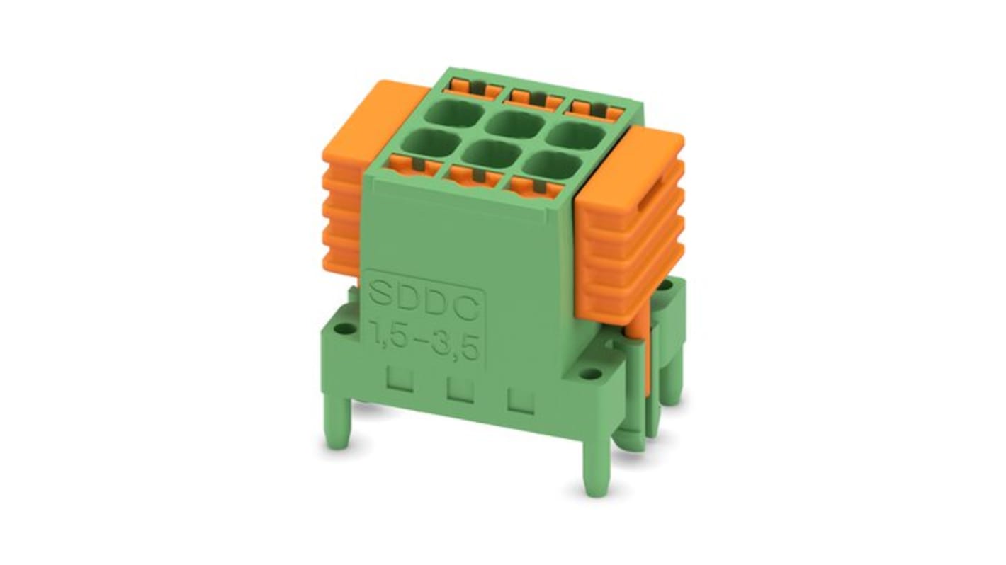 Phoenix Contact SDDC Series PCB Connector, 6-Contact, 3.5mm Pitch, Flange Mount, 2-Row, Push In Spring Termination