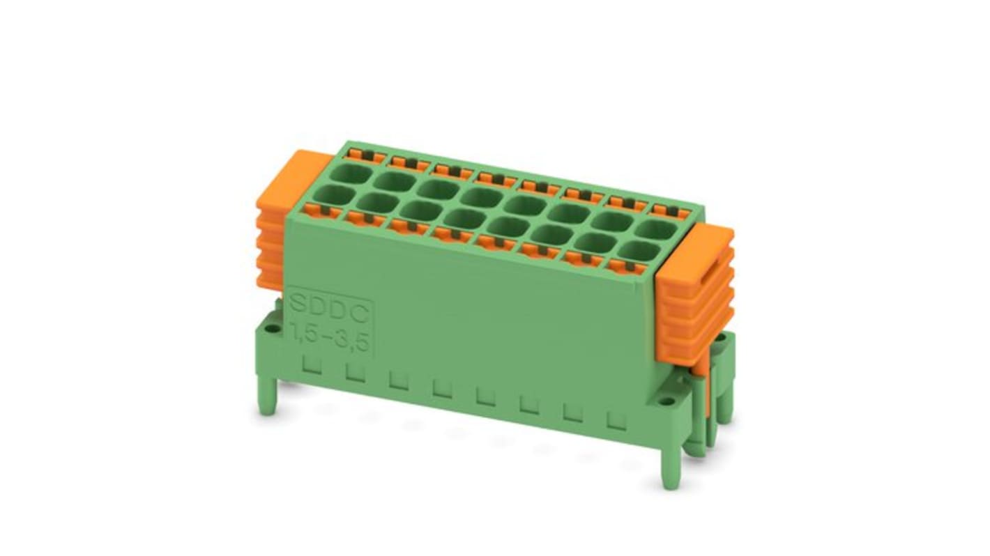 Phoenix Contact SDDC Series PCB Connector, 16-Contact, 3.5mm Pitch, Flange Mount, 2-Row, Push In Spring Termination