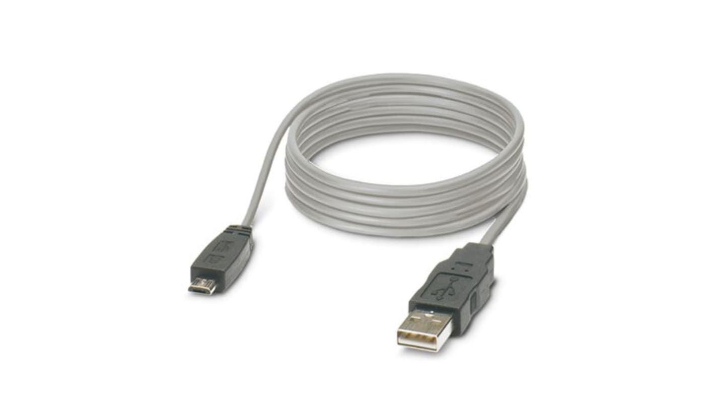 Phoenix Contact Cable, Male USB A to Male Micro USB B  Cable, 2m