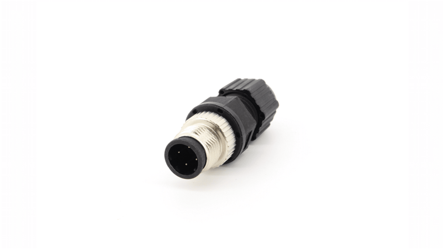 MOXA Connector, 4 Contacts, Cable Mount, M12 Connector, Plug, Male, IP68, M12D Series