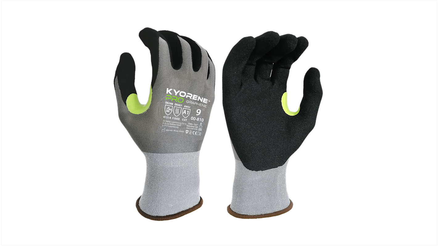 KYORENE 00-810 Grey Graphene General Purpose Work Gloves, Size 10, Nitrile Micro-Foam Coating