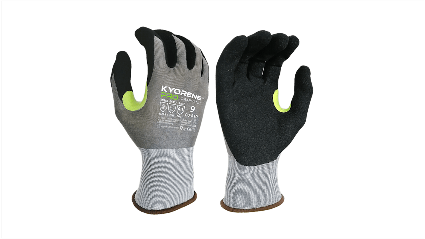 KYORENE 00-810 Grey Graphene General Purpose Work Gloves, Size 6, Nitrile Micro-Foam Coating