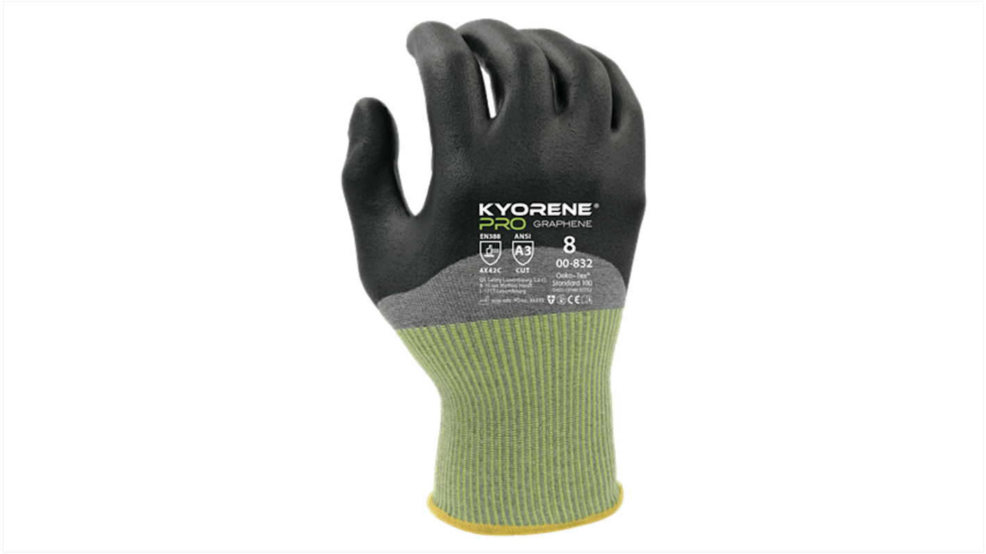 KYORENE 00-832 Black Graphene Cut Resistant Work Gloves, Size 10, Nitrile Foam Coating