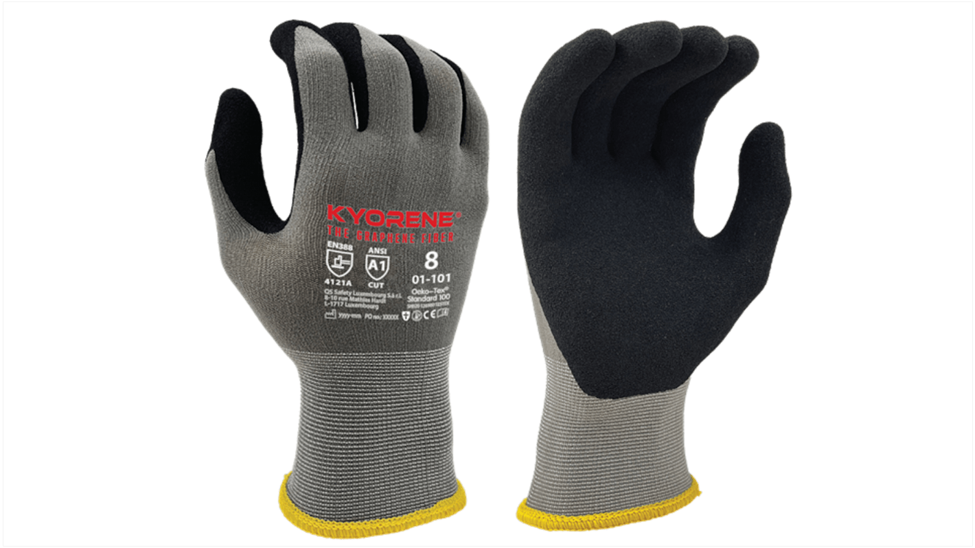 KYORENE 01-101 Grey Graphene General Purpose Work Gloves, Size 9, Nitrile Micro-Foam Coating