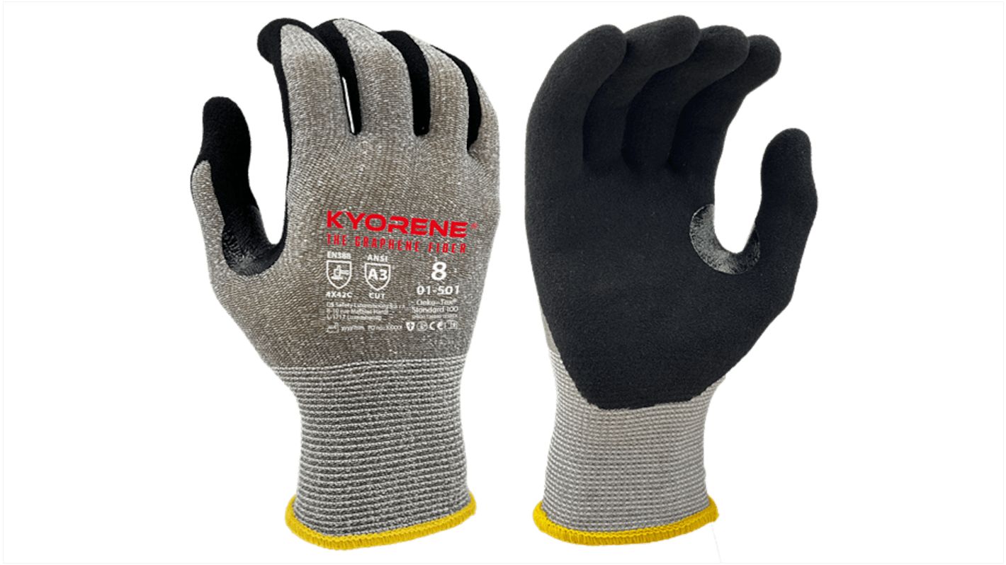 KYORENE 01-501 Grey Graphene Cut Resistant Work Gloves, Size 11, Nitrile Micro-Foam Coating