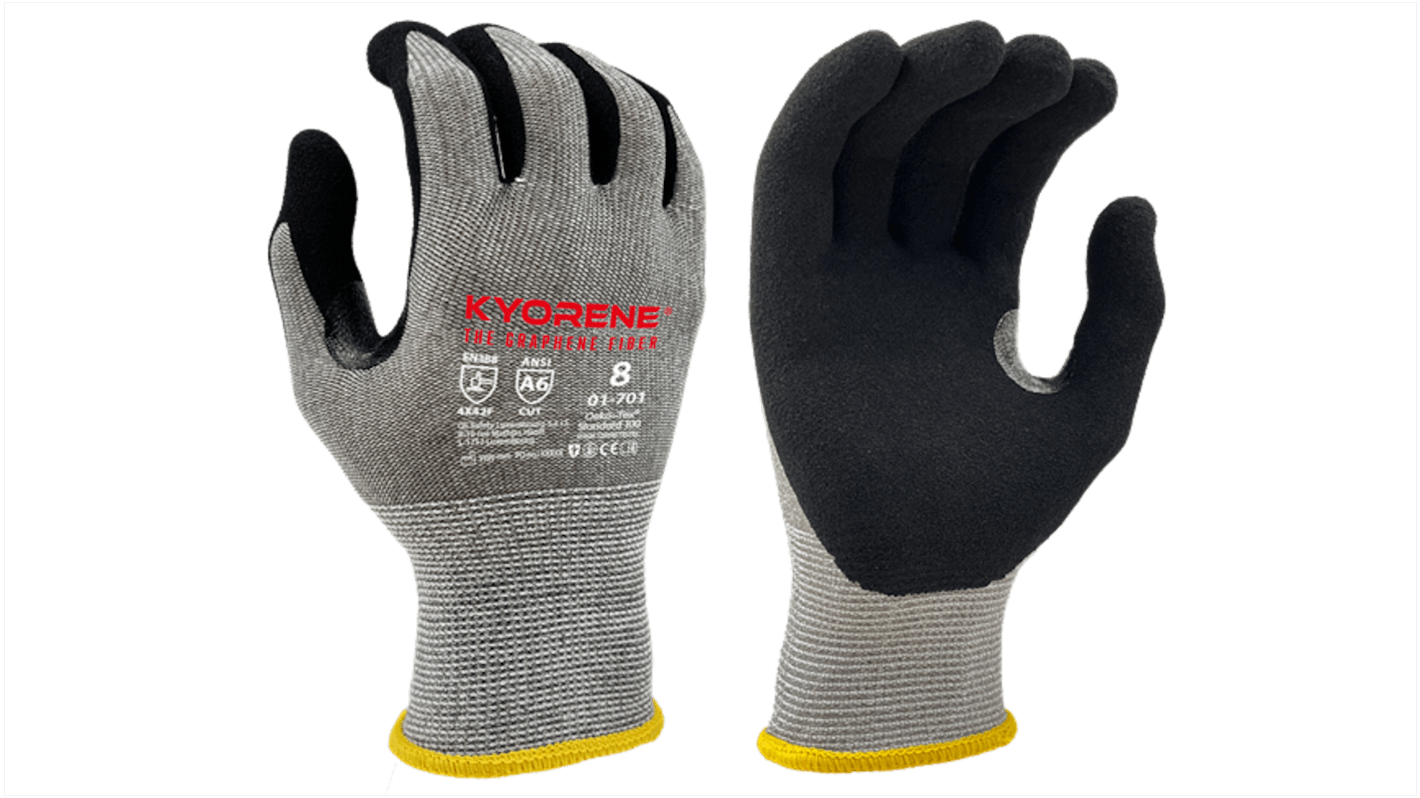 KYORENE 01-701 Grey Graphene Cut Resistant Work Gloves, Size 10, Nitrile Micro-Foam Coating