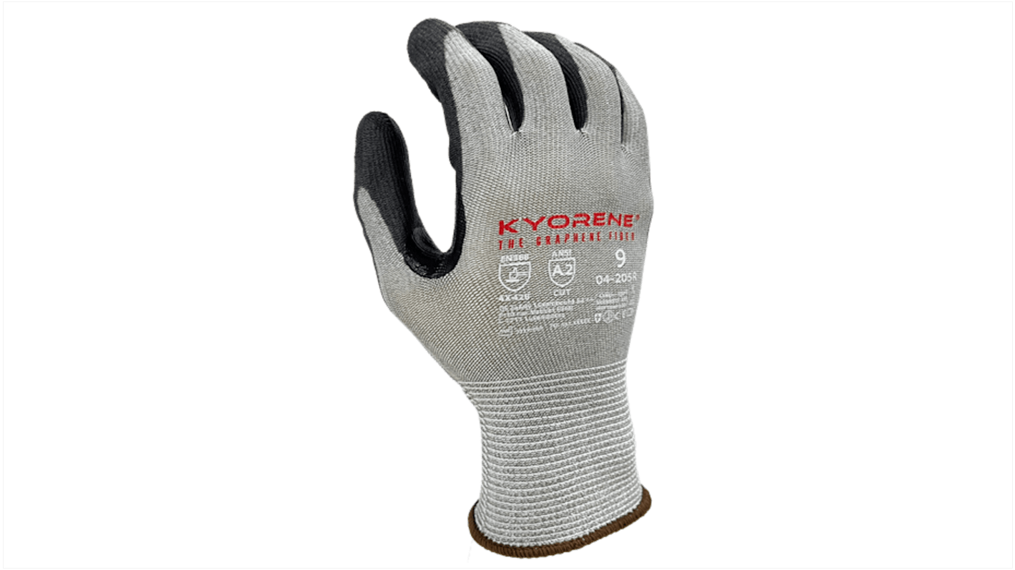 KYORENE 04-205R Grey Graphene Cut Resistant Work Gloves, Size 10, Polyurethane Coating