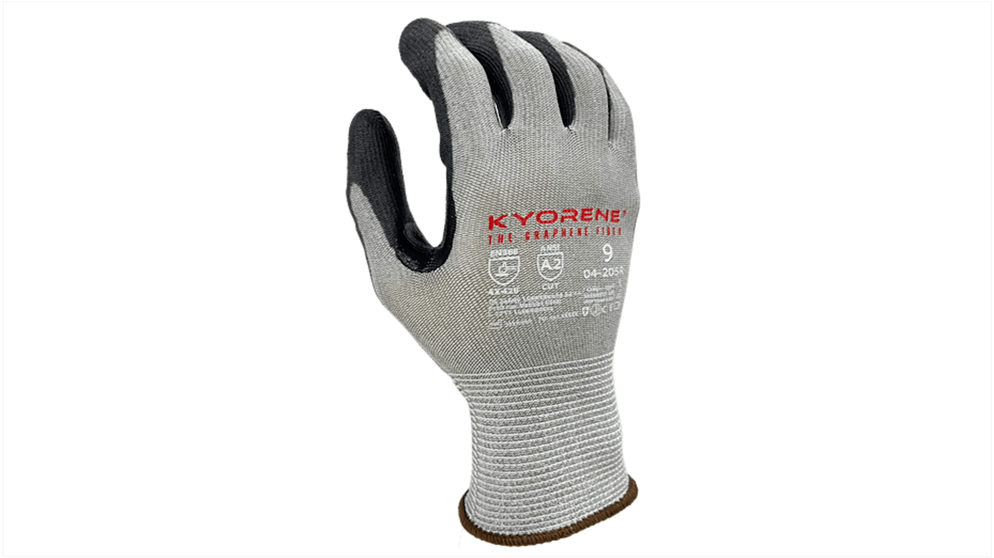 KYORENE 04-205R Grey Graphene Cut Resistant Work Gloves, Size 7, Polyurethane Coating