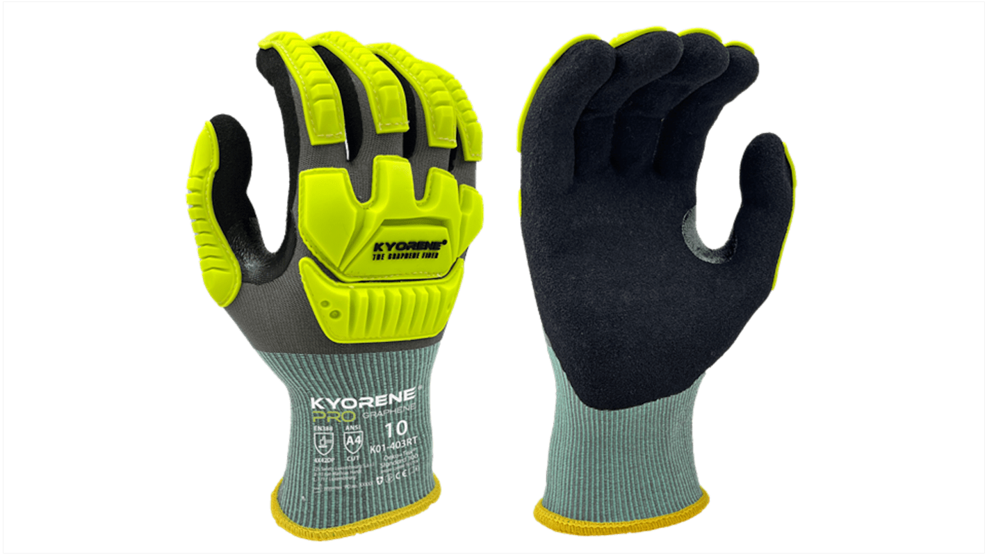 Guantes de trabajo de Grafeno Gris KYORENE serie K01-403RT, talla 10, con recubrimiento de Microespuma de nitrilo,