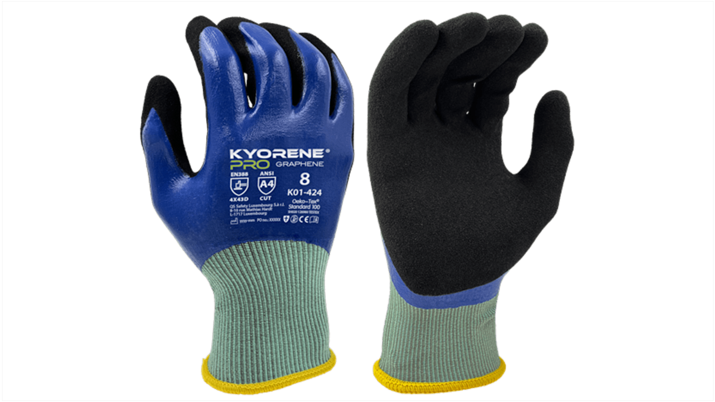 KYORENE K01-424 Grey Graphene Cut Resistant Work Gloves, Size 11, Nitrile Micro-Foam Coating