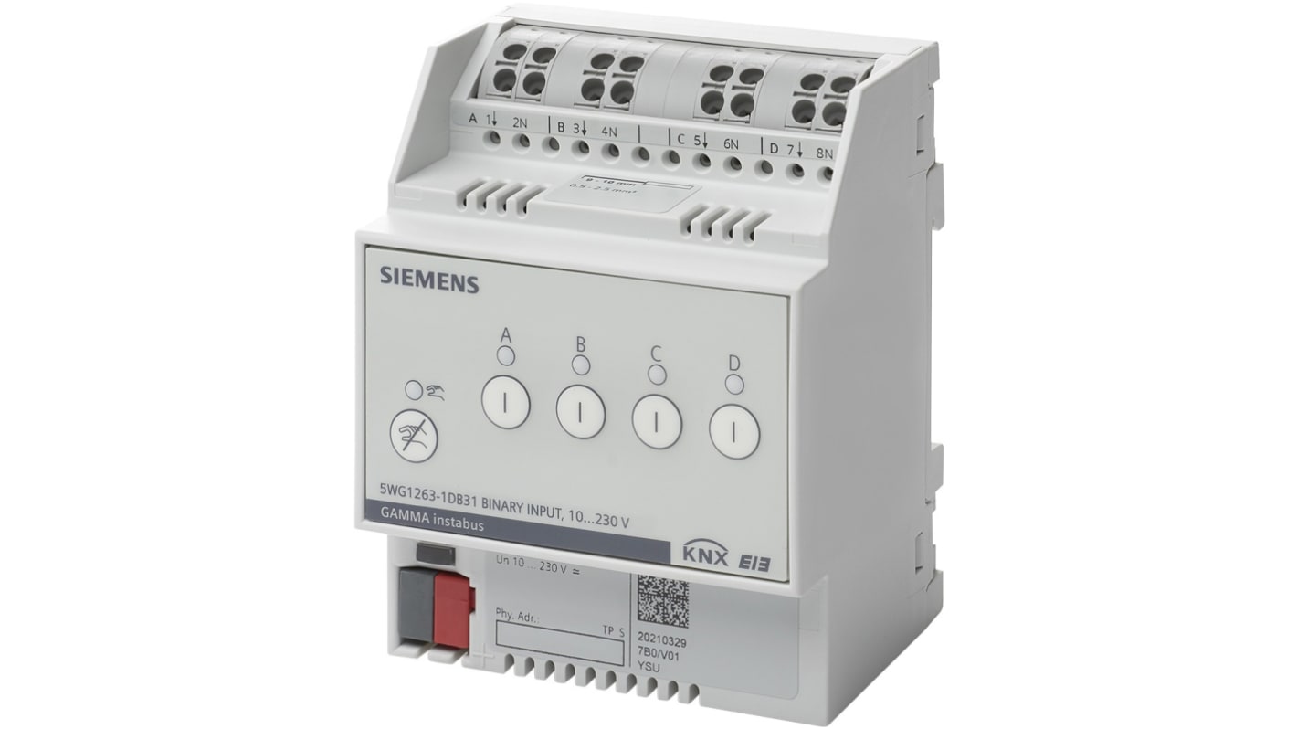 Módulo de entrada Siemens N 263, 24 V CC, para usar con Sistemas Knx, 4 entradas tipo Digital