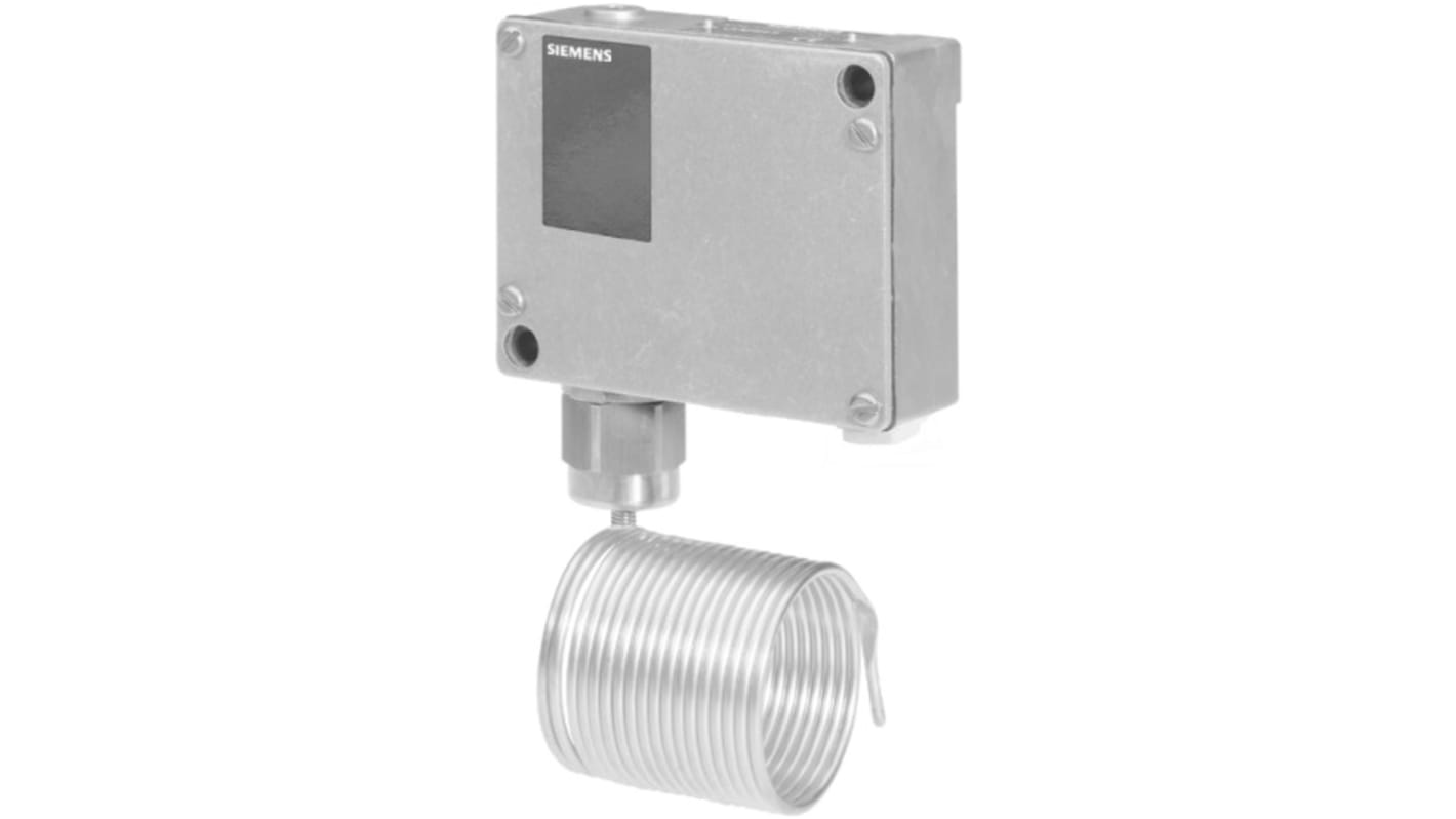 Termostato Siemens serie QAF81, -5-15 °C, alim. 24 V CC, contacto 15(1.2)A, 250/30 VDC/VAC, SPCO