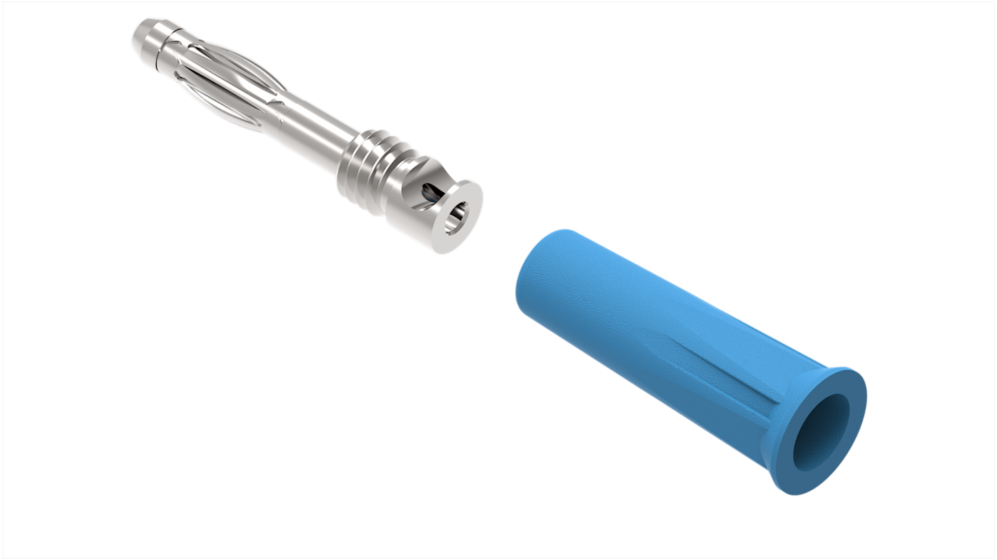 Electro PJP 4 mm Bananenstecker Blau, Kontakt vernickelt, 30/60V ac/dc / 36A, Schraubanschluss