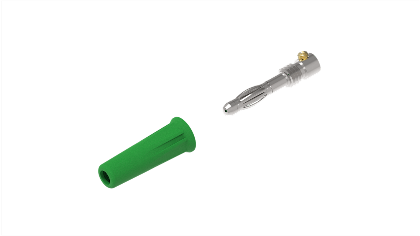 Electro PJP Green Male Banana Plug, 4 mm Connector, Screw Termination, 36A, 30/60V ac/dc, Nickel Plating
