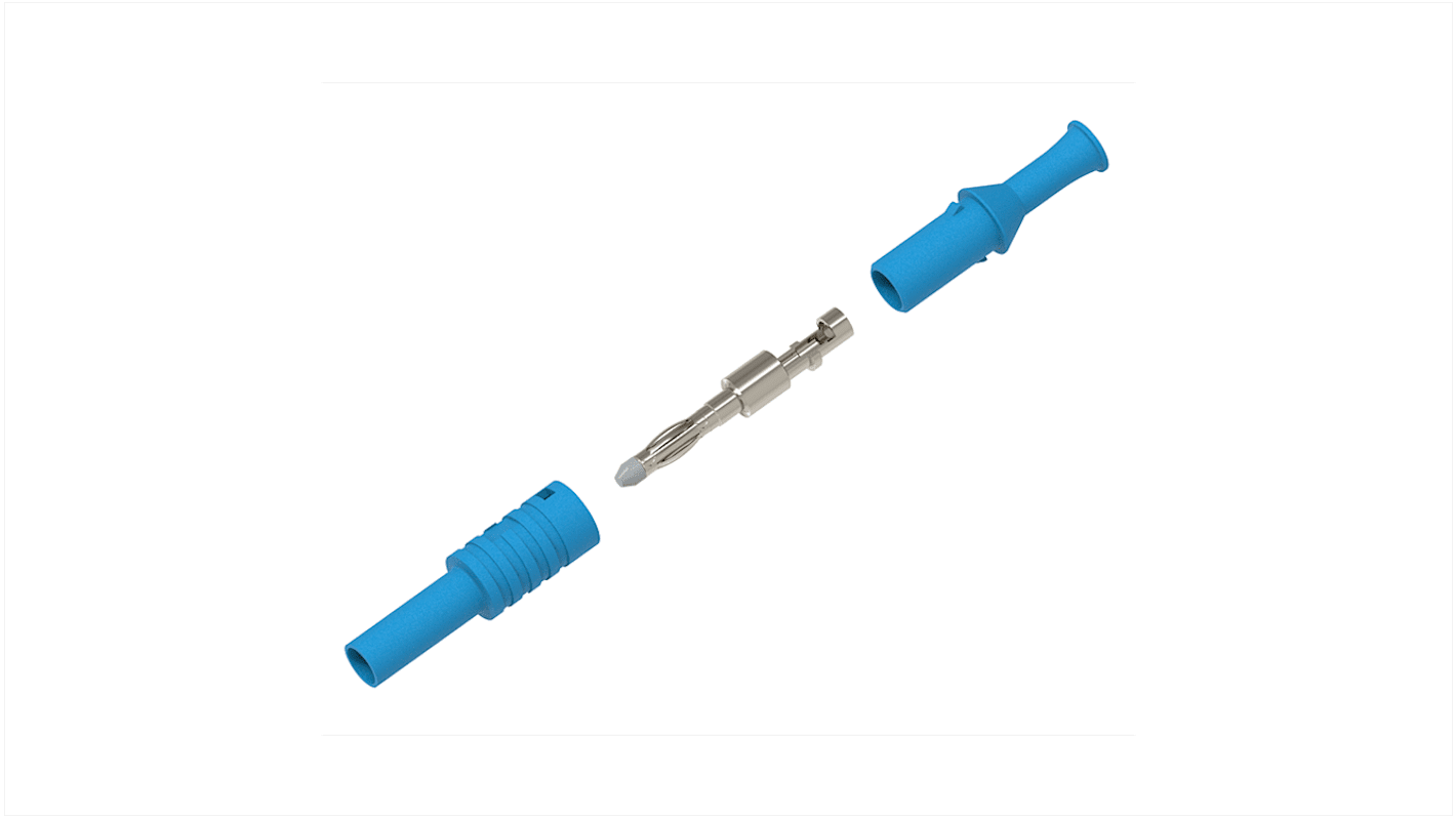 Conector banana Macho, 36A, 1kV, Contacto Níquel, Azul