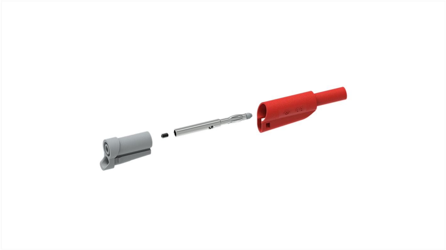 Electro PJP 4 mm Bananenstecker Rot, Kontakt vernickelt, 1kV / 20A, Schraubanschluss