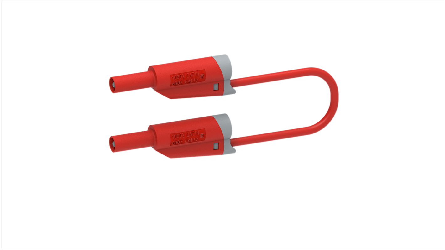 Red Male to Male Banana Plug, 4 mm Connector, Plug In Termination, 36A, 1kV, Nickel Plating