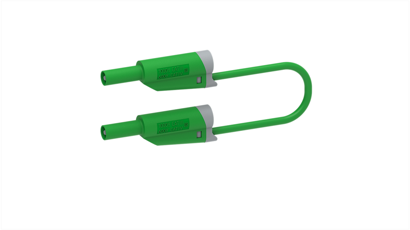 Conector banana Macho a Macho, 36A, 1kV, Contacto Níquel, Verde