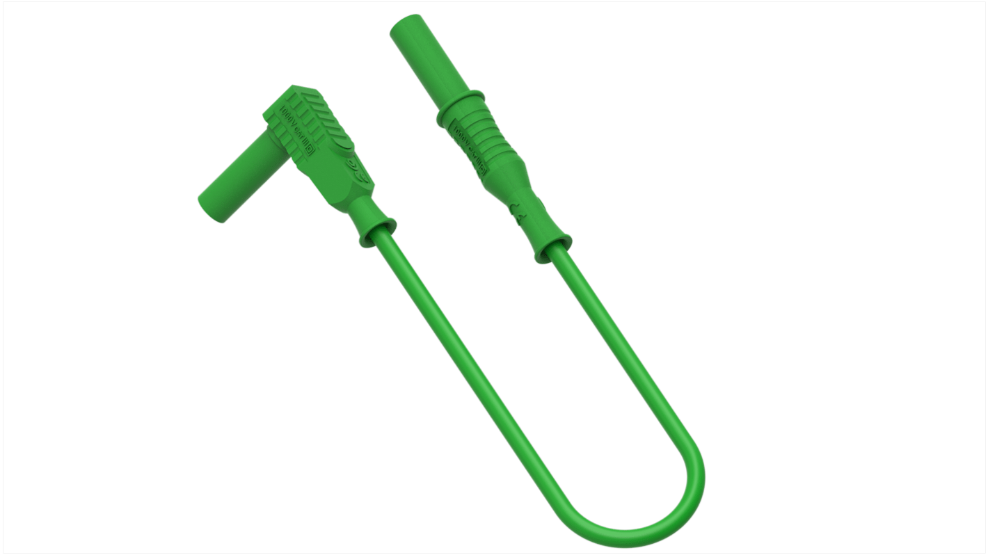 Conector banana Macho a Macho, 36A, 1kV, Contacto Níquel, Verde