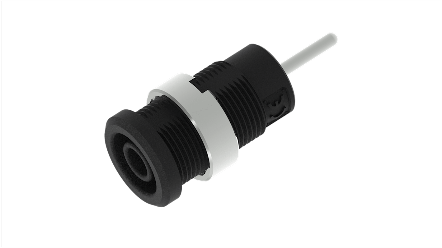 Electro PJP Black Female Banana Socket, 4 mm Connector, Pin Termination, 36A, 1kV, Nickel Plating