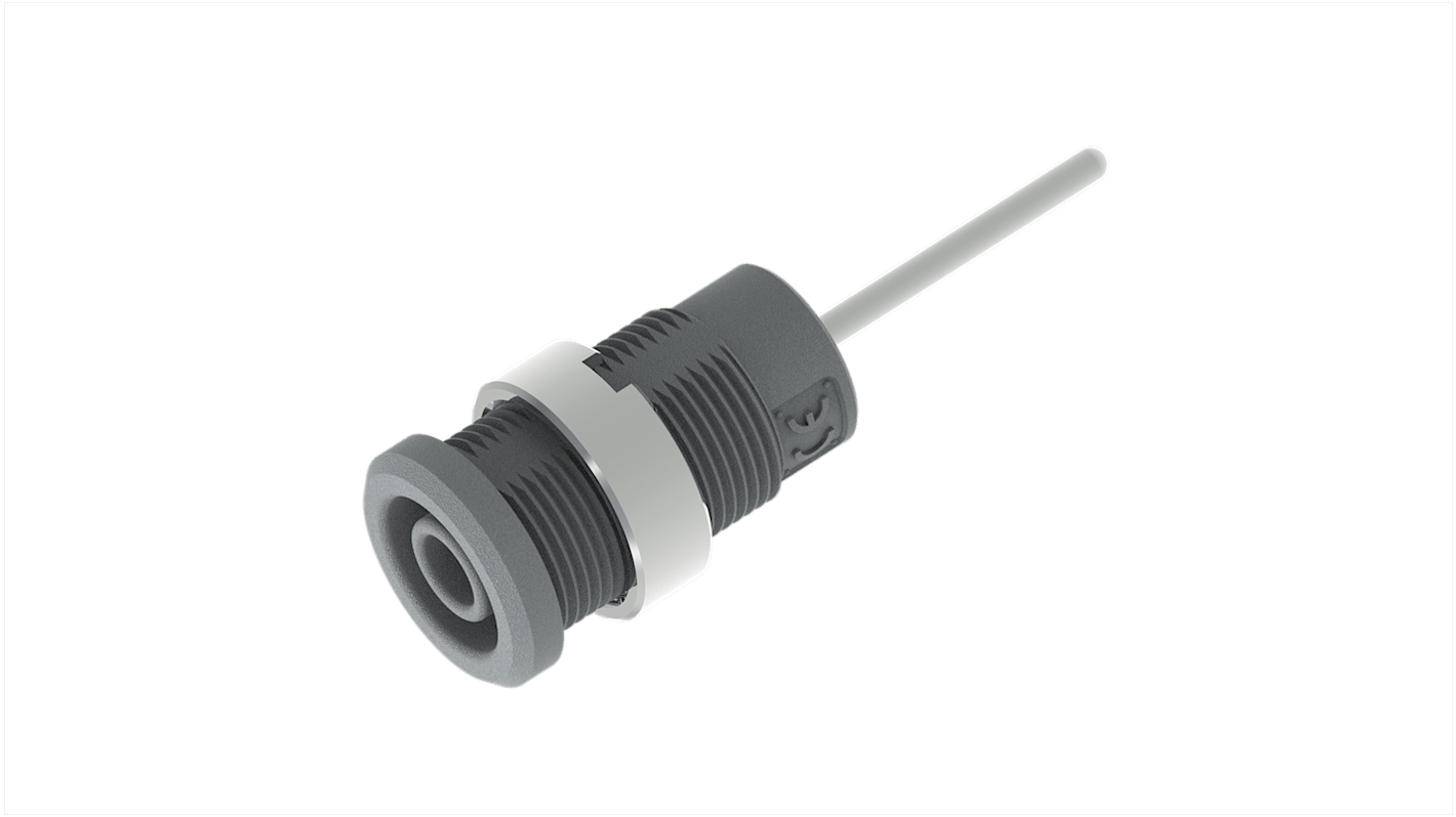 Grey Female Banana Socket, 4 mm Connector, Pin Termination, 36A, 1kV, Nickel Plating