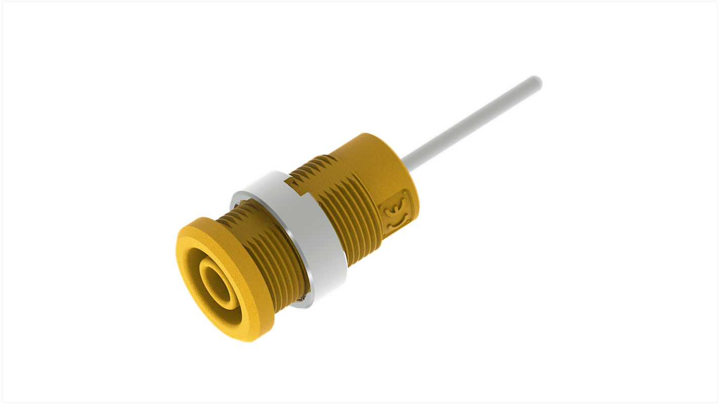 4 mm Bananenbuchse Gelb, Kontakt vernickelt, 1kV / 36A Stift