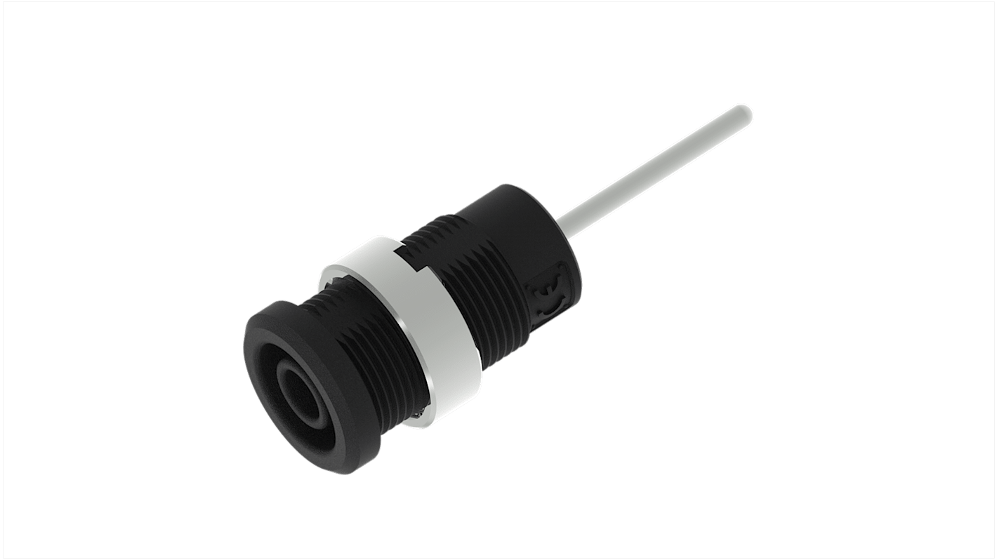 Black Female Banana Socket, 4 mm Connector, Pin Termination, 36A, 1kV, Nickel Plating