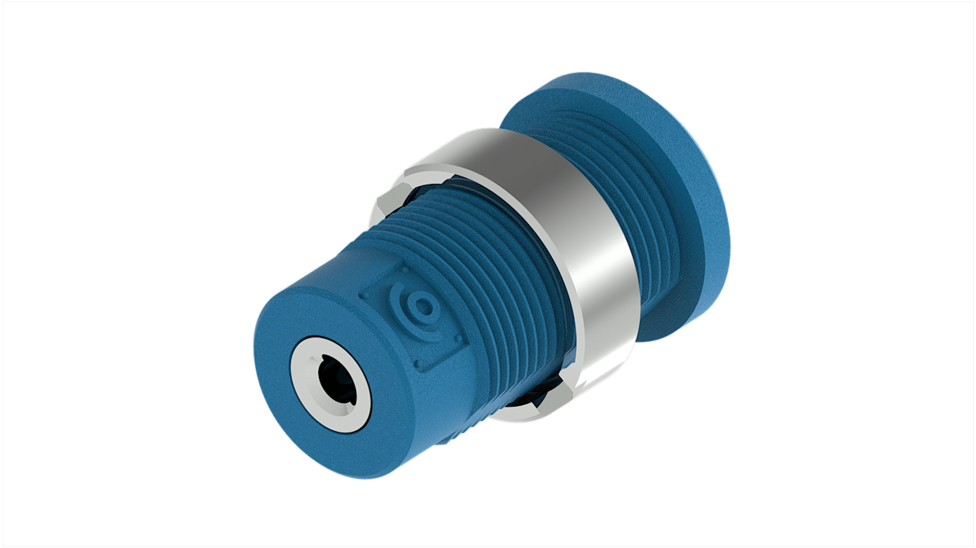 Conector banana hembra Hembra, 36A, 1kV, Contacto Níquel, Azul