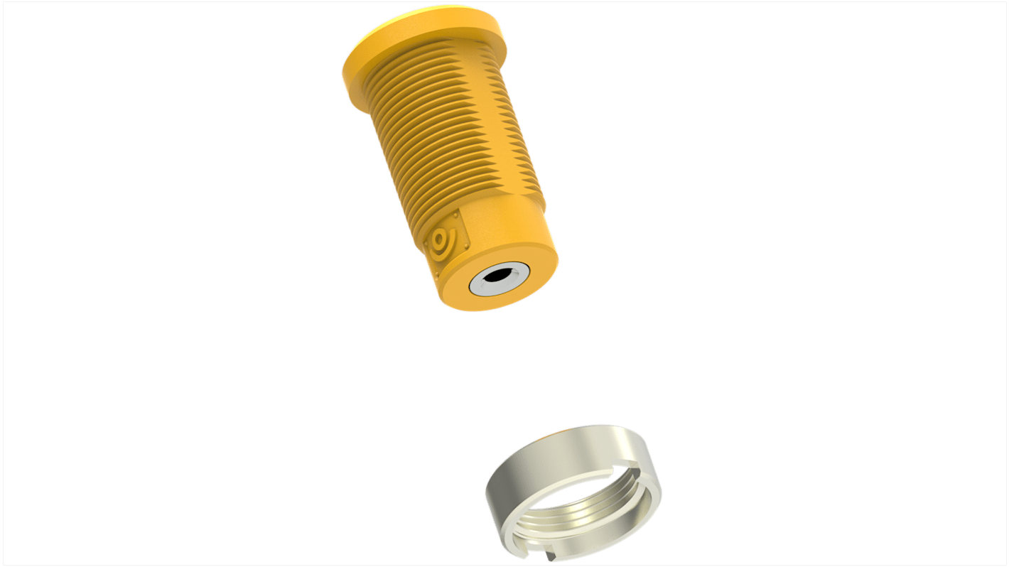 Electro PJP Yellow Female Banana Socket, 4 mm Connector, M3 Thread Termination, 36A, 1kV, Nickel Plating