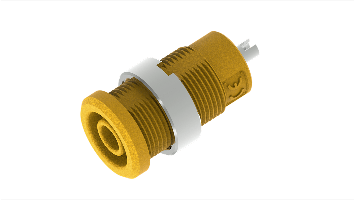 Conector banana hembra Hembra, 25A, 1kV, Contacto Níquel, Amarillo