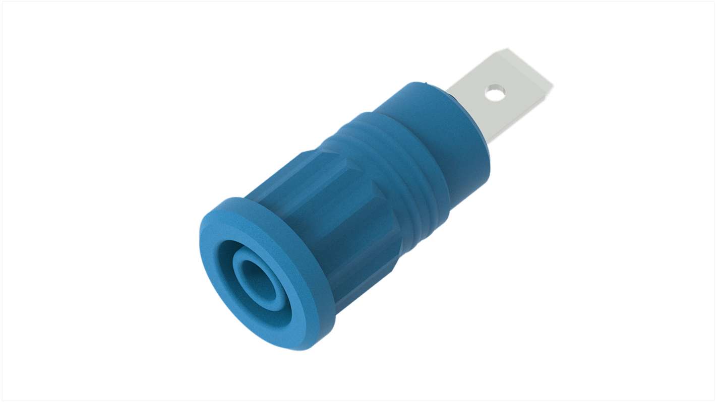 Electro PJP Blue Female Banana Socket, 4 mm Connector, Press Fit Termination, 36A, 1kV, Nickel Plating