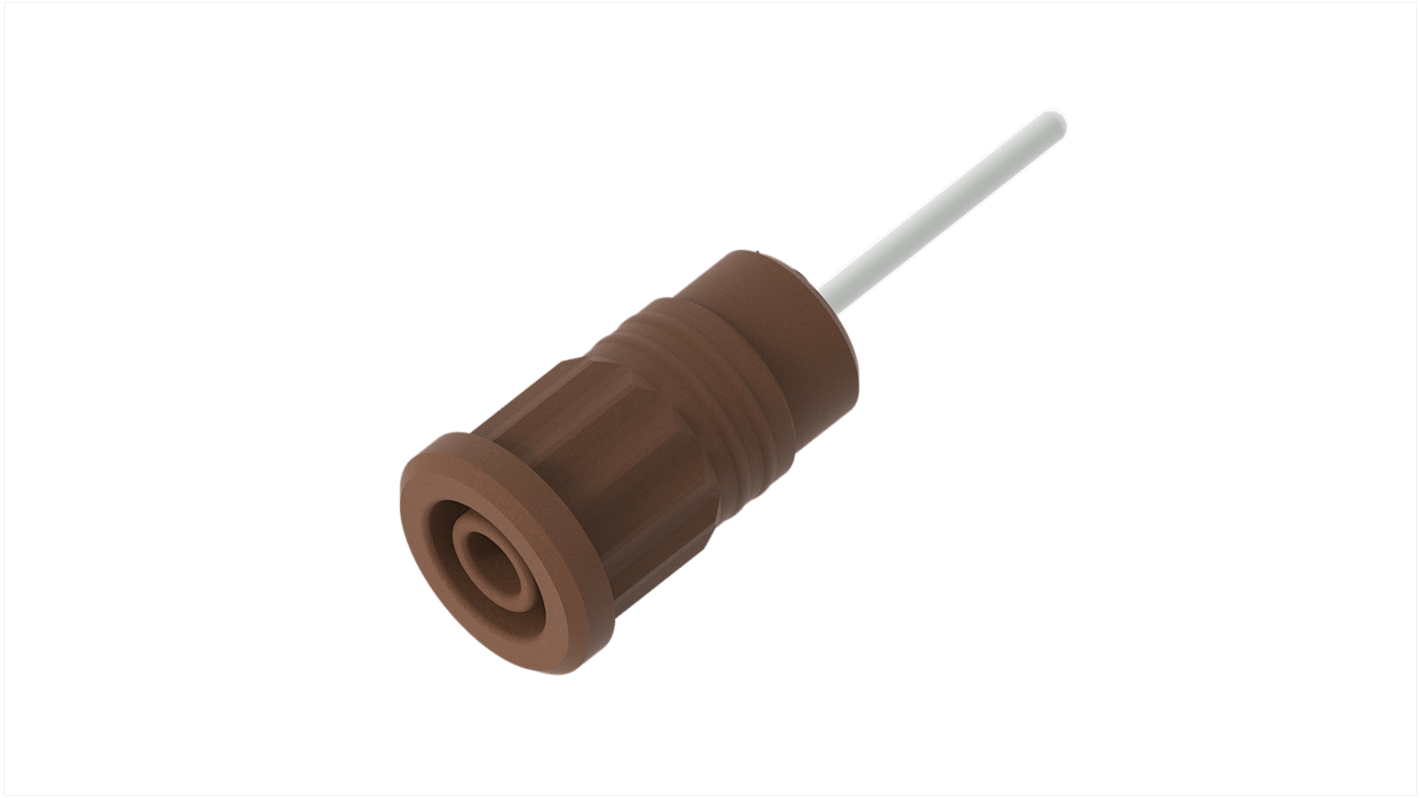 Brown Female Banana Socket, 4 mm Connector, Press Fit Termination, 36A, 1kV, Nickel Plating