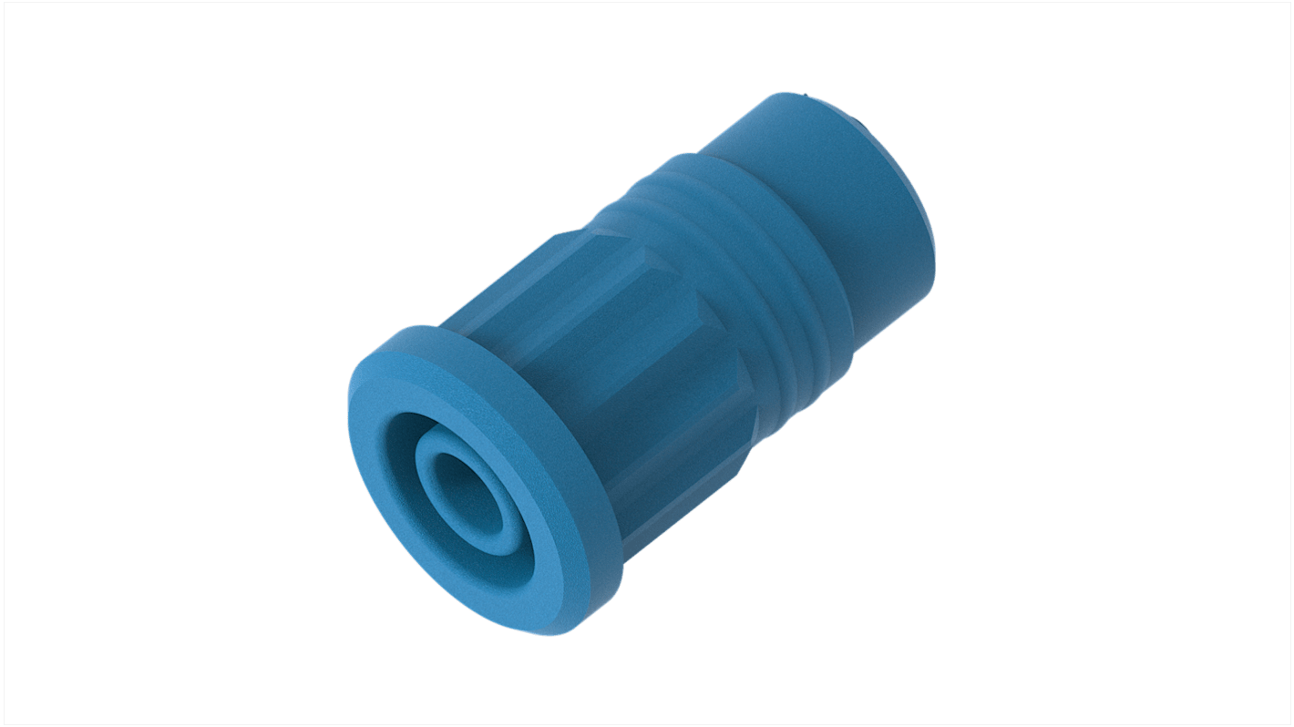 Blue Female Banana Socket, 4 mm Connector, Press Fit Termination, 36A, 1kV, Nickel Plating