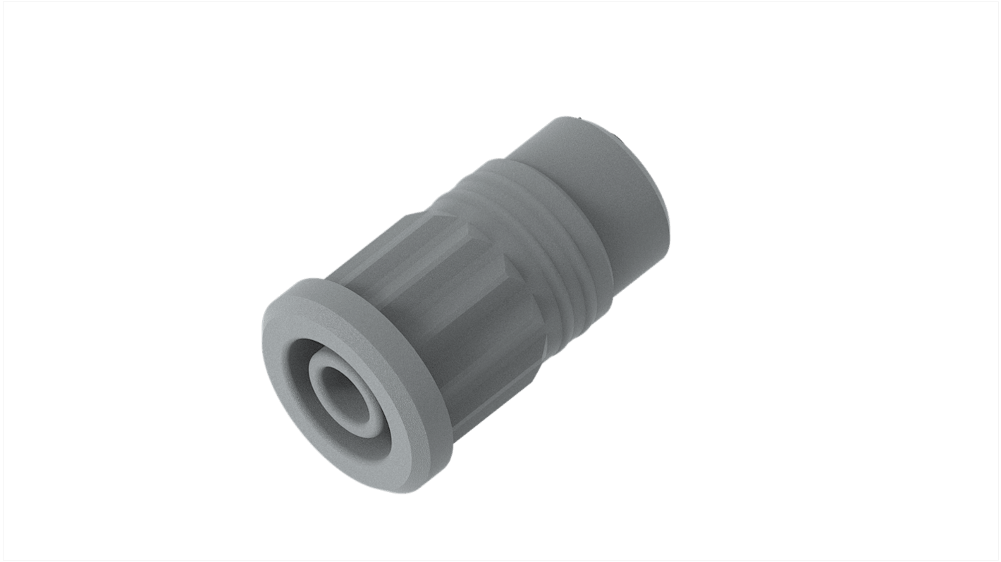 Grey Female Banana Socket, 4 mm Connector, Press Fit Termination, 36A, 1kV, Nickel Plating