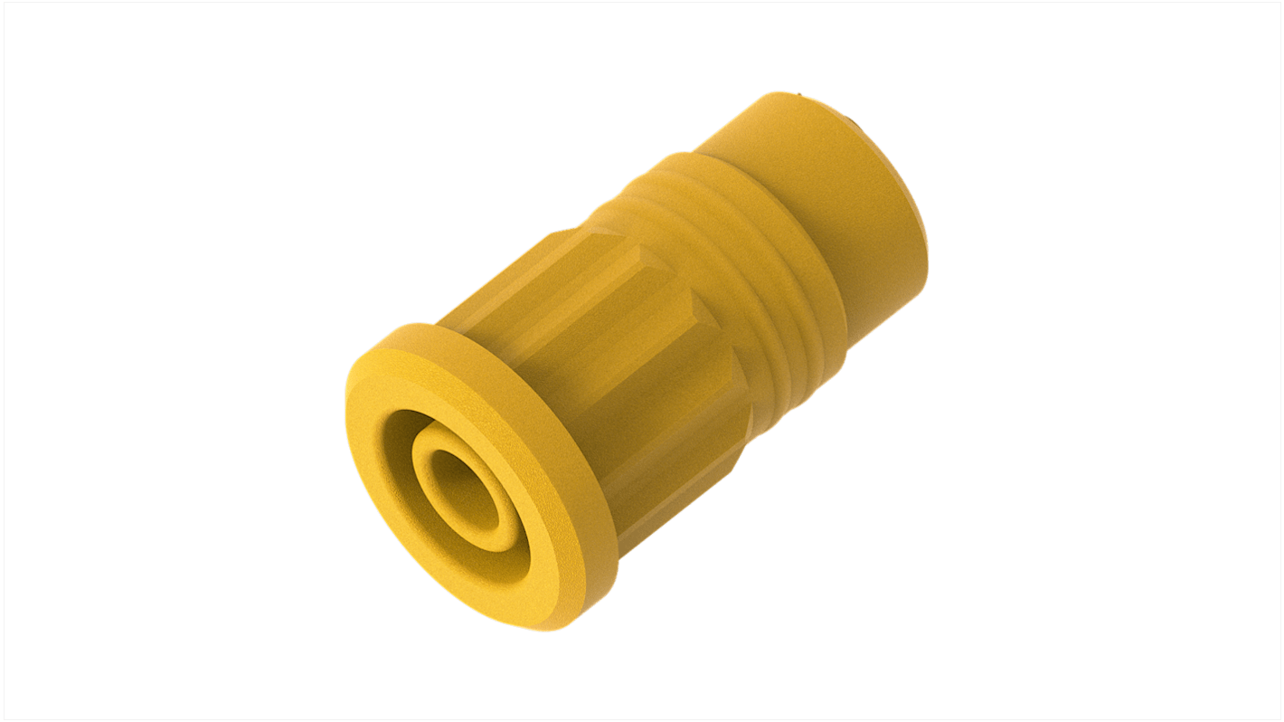 Electro PJP Yellow Female Banana Socket, 4 mm Connector, Press Fit Termination, 36A, 1kV, Nickel Plating