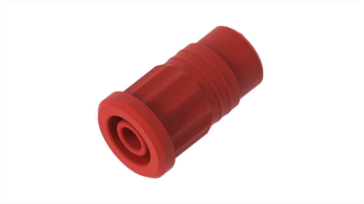 Red Female Banana Socket, 4 mm Connector, Press Fit Termination, 36A, 1kV, Nickel Plating