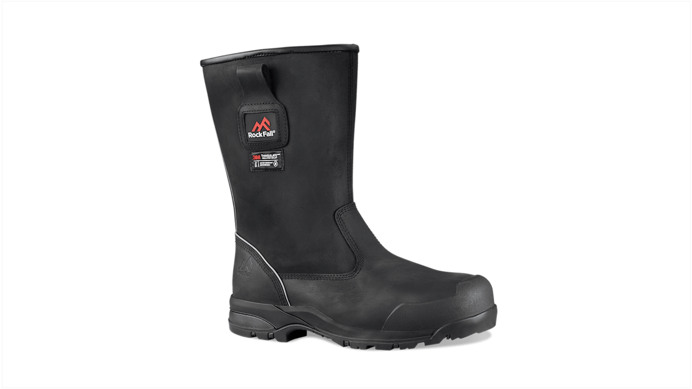 Rockfall RF040 Black Fibreglass Toe Capped Unisex Safety Boots, UK 6, EU 39