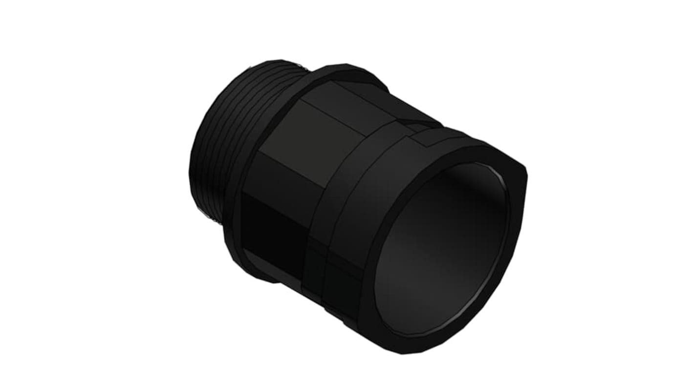 PMA Straight Connector, Conduit Fitting, 12mm Nominal Size, M20, Polyamide 6, Black