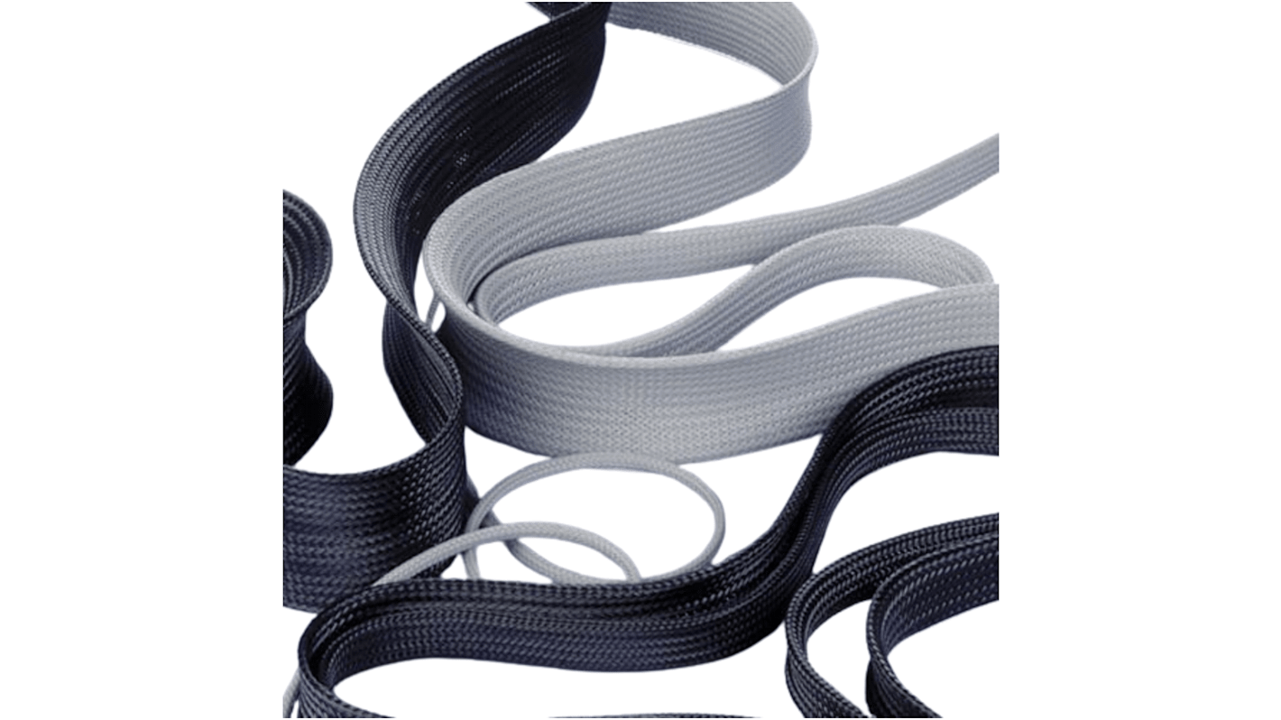 PMA Braided Nylon 66 Grey Cable Sleeve, 100m Length, F.66 Series