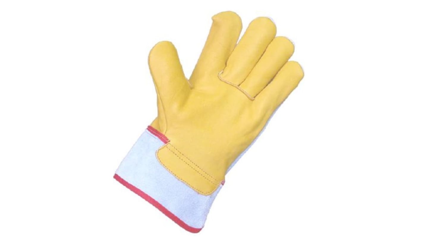 Liscombe 414 Yellow Leather Material Handling Work Gloves, Size L