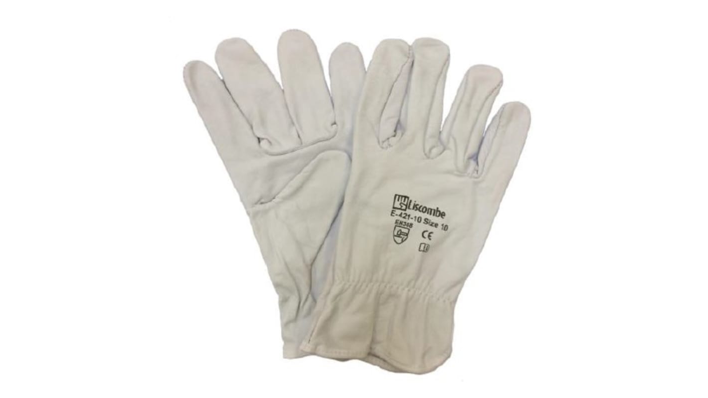 Liscombe 421 Grey Leather General Handling, Material Handling Work Gloves, Size 8